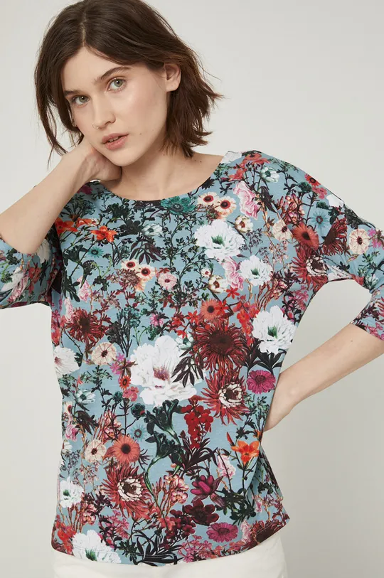 τιρκουάζ Medicine - Βαμβακερό πουκάμισο με μακριά μανίκια Flower Oasis Γυναικεία