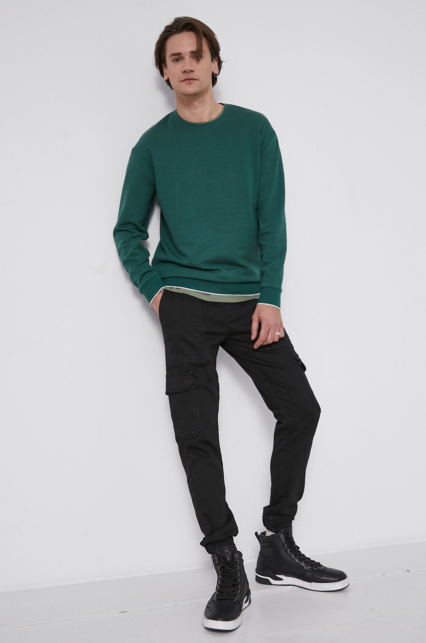 Longsleeve męski gładki zielony ciemny zielony