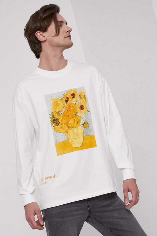 Bavlnené tričko s dlhým rukávom Eviva L'arte krémová