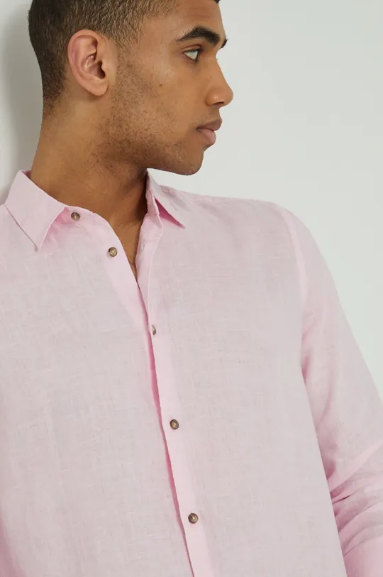 ružová Ľanová košeľa pánska Basic