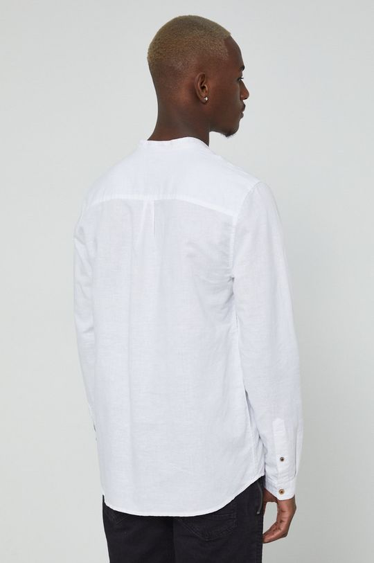 Koszula lniana męska regular ze stójką biała <p>45 % Bawełna, 55 % Len</p>