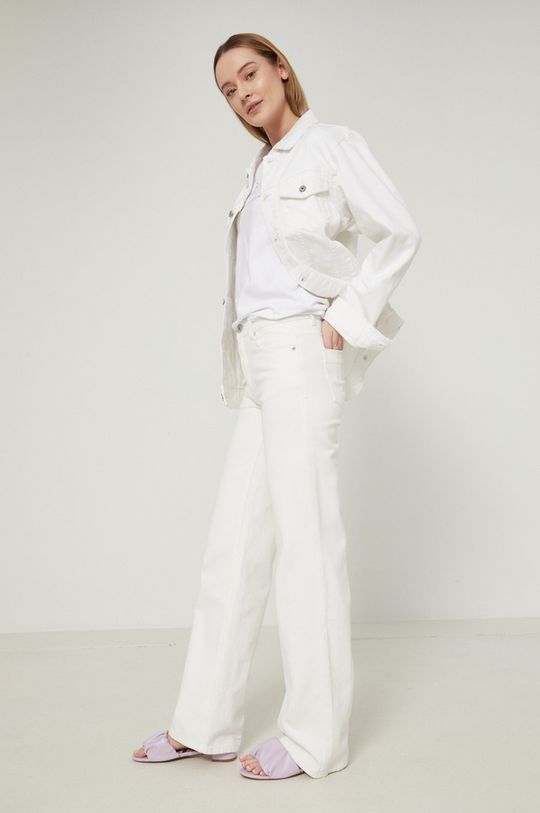 Kurtka jeansowa damska przejściowa biała biały