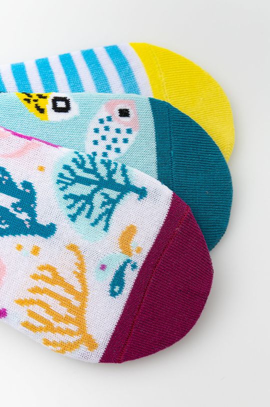 Skarpetki damskie bawełniane z motywem morskim (3-pack) multicolor multicolor
