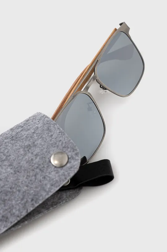 Okulary męskie przeciwsłoneczne szare Oprawki: 50 % Drewno, 50 % Metal, Szkła: 100 % Triacetat