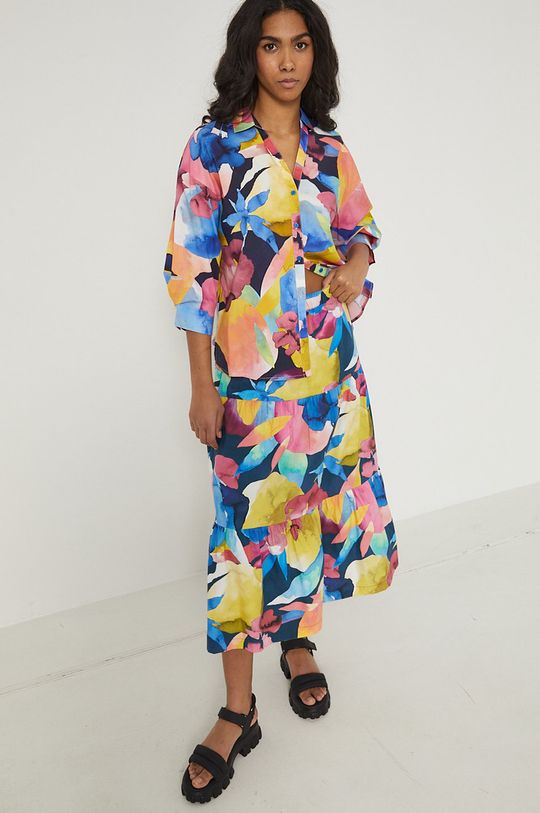 multicolor Spódnica bawełniana damska rozkloszowana