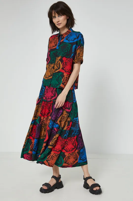 Spódnica damska rozkloszowana multicolor multicolor