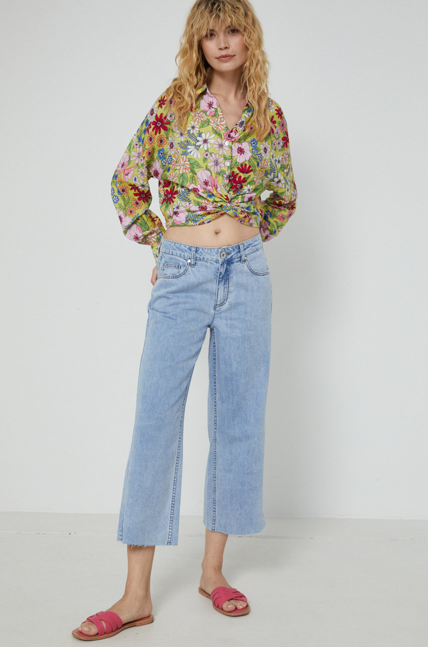 blady niebieski Jeansy damskie straight niebieskie Damski