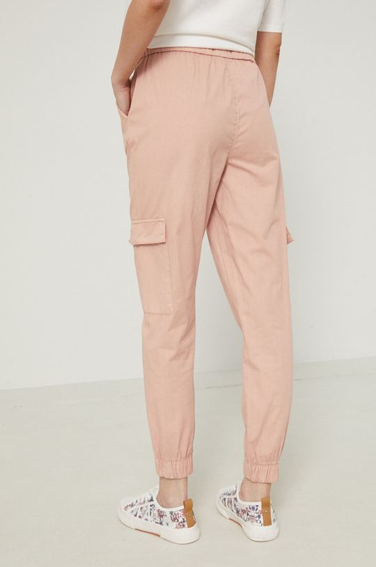 Spodnie bawełniane damskie joggery high waist różowe 100 % Bawełna