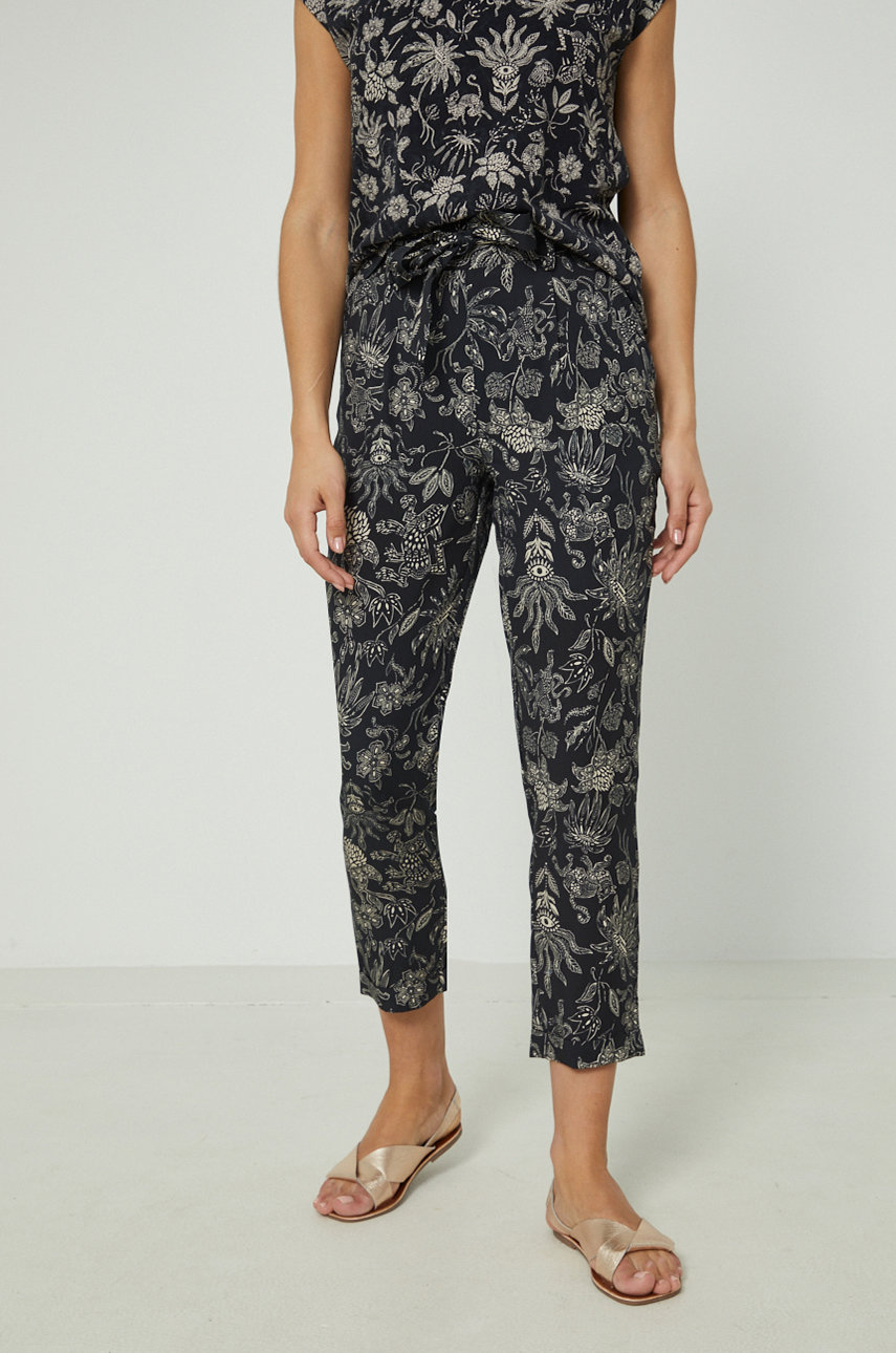 czarny Spodnie damskie high waist czarne Damski