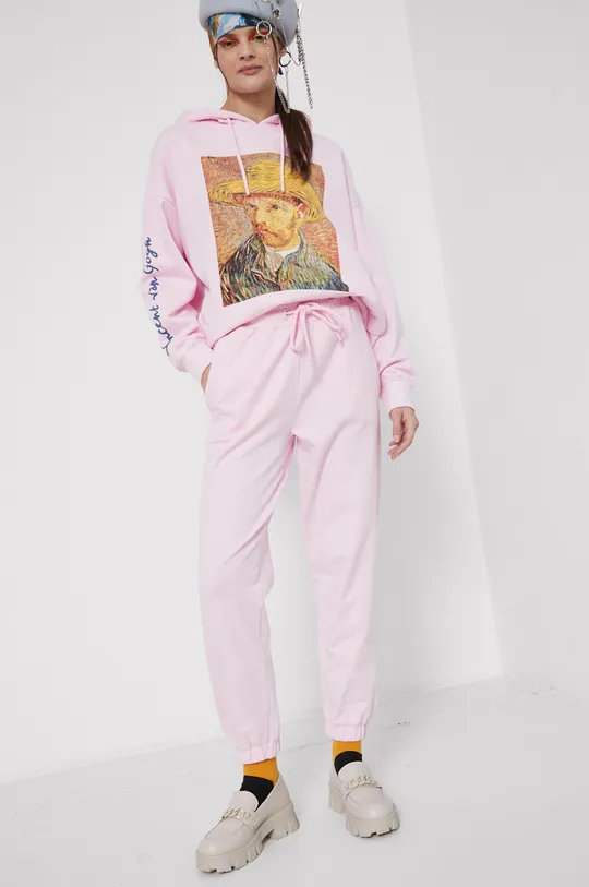Spodnie dresowe damskie Eviva L'arte różowe różowy
