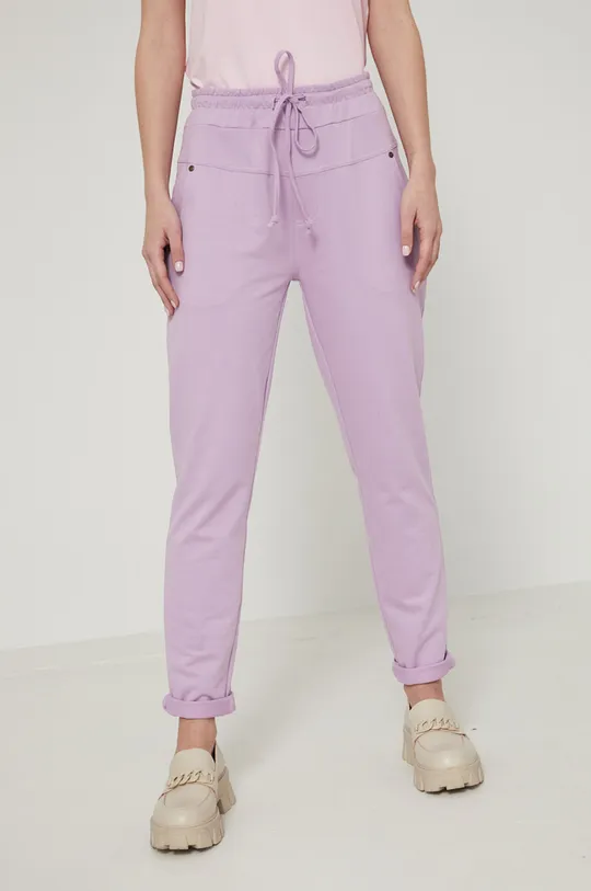 fioletowy Spodnie dresowe damskie gładkie fioletowe Damski