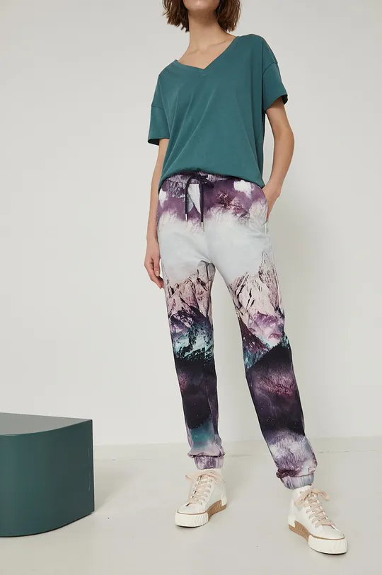 multicolor Spodnie dresowe damskie wzorzyste multicolor Damski