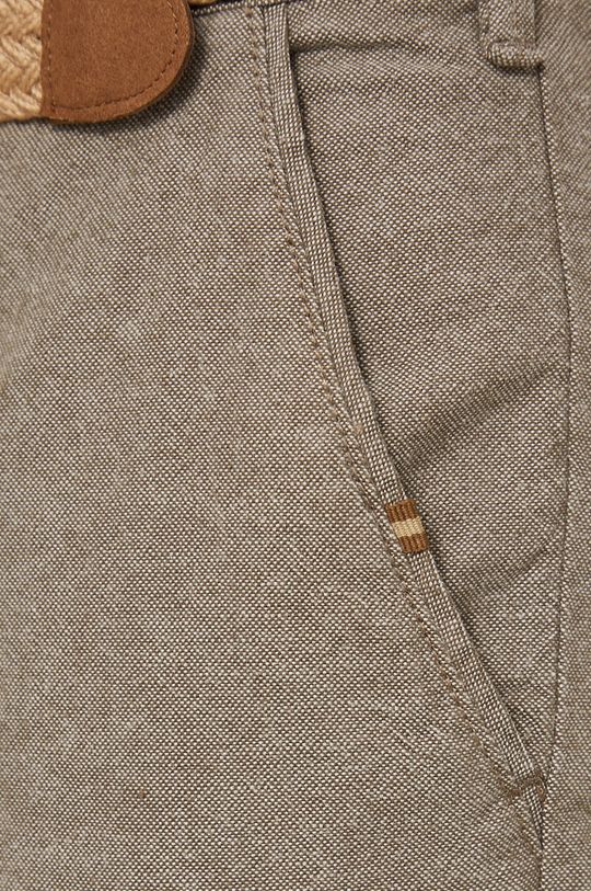 kawowy Spodnie lniane męskie brązowe