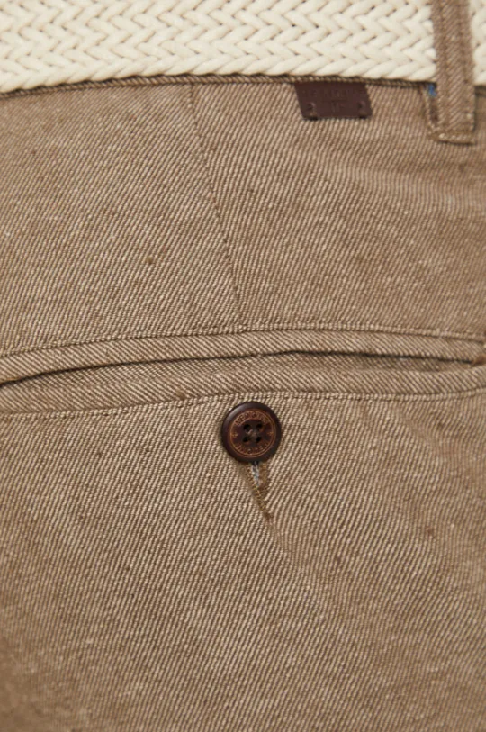 brązowy Spodnie lniane męskie w fasonie chinos kawowe