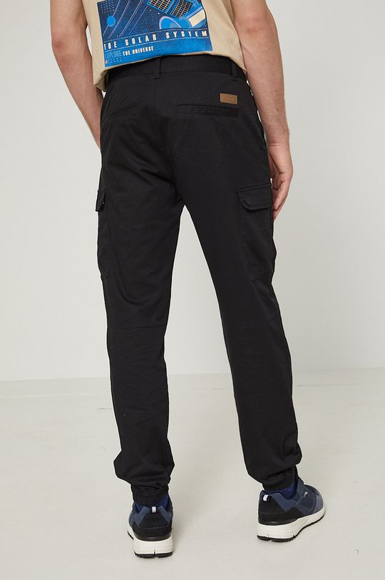 Spodnie męskie gładkie z kieszeniami czarne 98 % Bawełna, 2 % Elastan