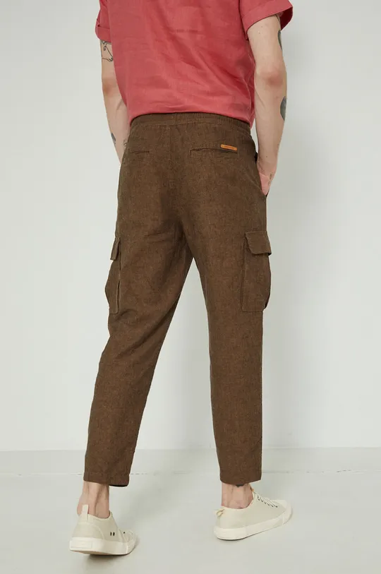 Spodnie lniane męskie brązowe Materiał zasadniczy: 45 % Bawełna, 55 % Len, Podszewka kieszeni: 100 % Bawełna