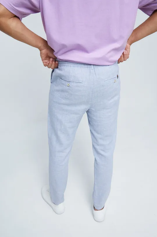 Spodnie lniane męskie niebieskie Materiał zasadniczy: 55 % Len, 45 % Bawełna, Podszewka 1: 100 % Bawełna, Podszewka 2: 100 % Bawełna