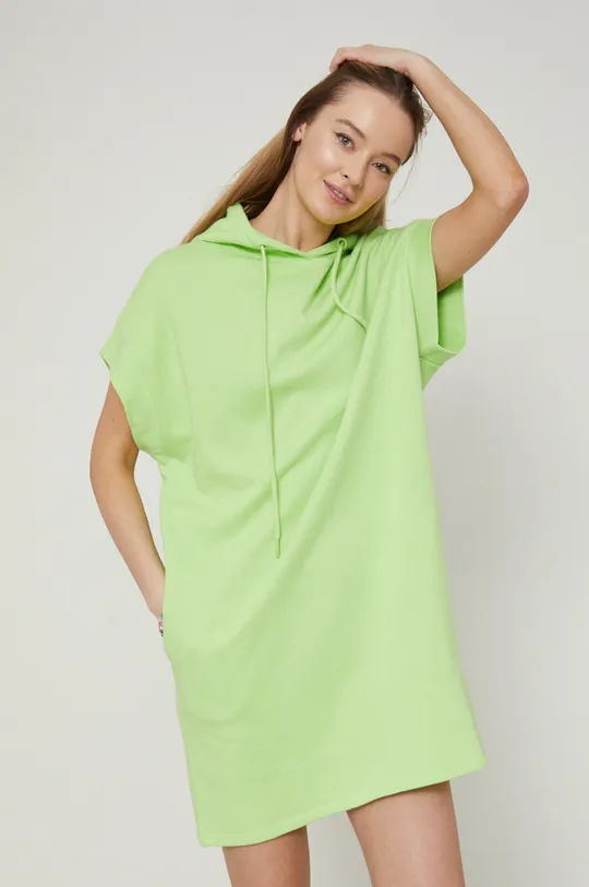 żółto - zielony Sukienka bawełniana oversize zielona Damski