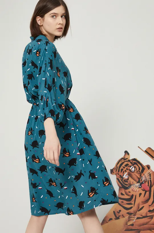 turkusowy Sukienka rozkloszowana wzorzysta by Jakub Zasada zielona Damski