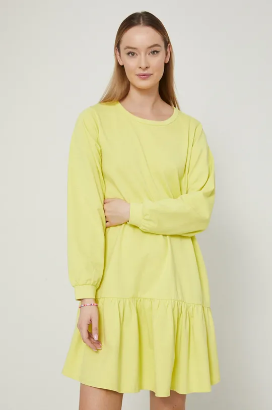 Bavlnené šaty Comfort Traveller žlto-zelená