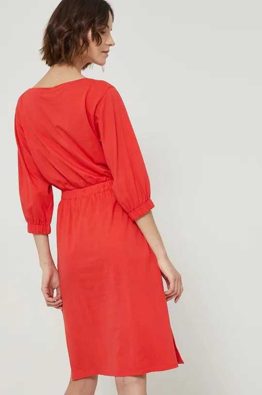 Sukienka bawełniana rozkloszowana gładka czerwona 100 % Bawełna