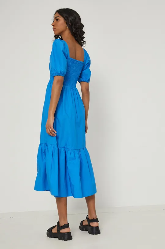 Sukienka bawełniana rozkloszowana niebieska 100 % Bawełna