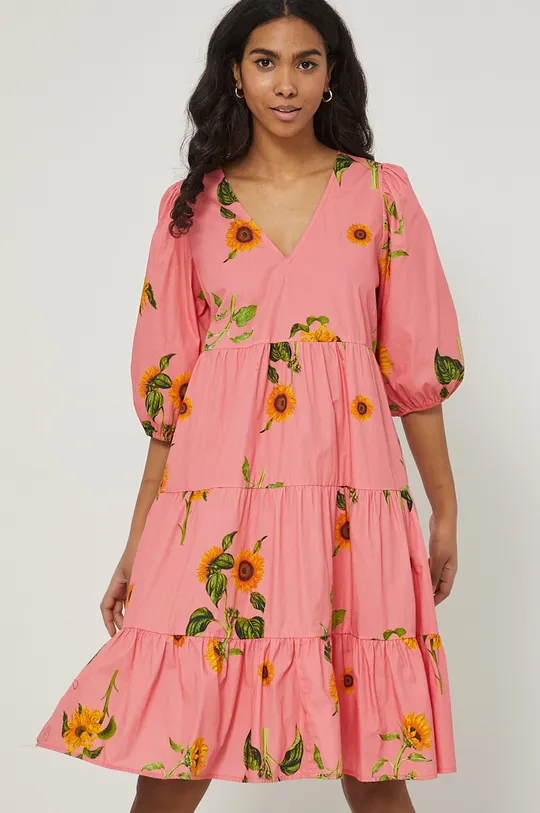Βαμβακερό φόρεμα Medicine ροζ