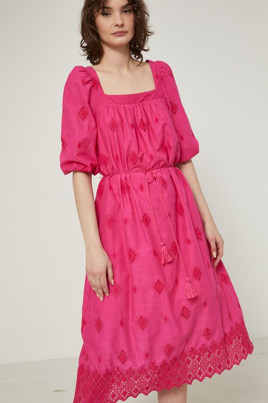 ostry różowy Sukienka bawełniana rozkloszowana różowa Damski