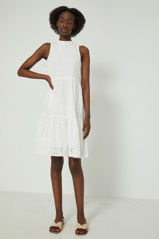 Sukienka bawełniana rozkloszowana biała biały