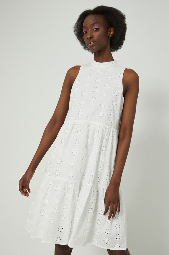 biały Sukienka bawełniana rozkloszowana biała