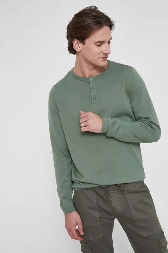 zielony Sweter bawełniany męski zielony Męski