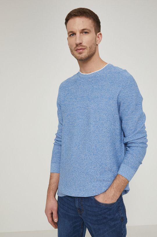 jasny niebieski Sweter bawełniany męski gładki niebieski