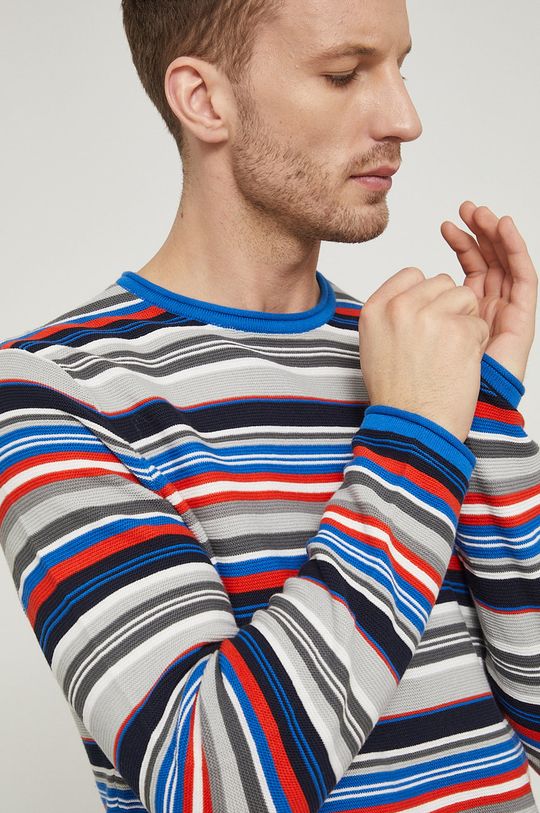 multicolor Sweter bawełniany męski wzorzysty multicolor Męski