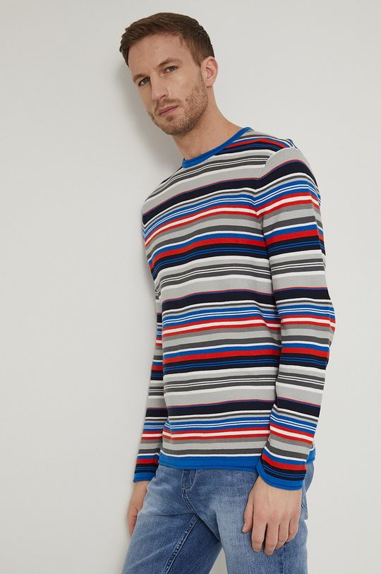 multicolor Sweter bawełniany męski wzorzysty multicolor