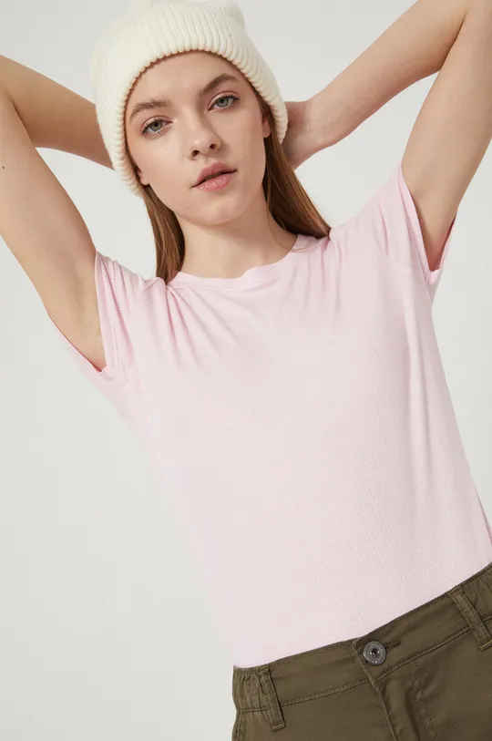 pastelowy różowy T-shirt damski różowy Damski