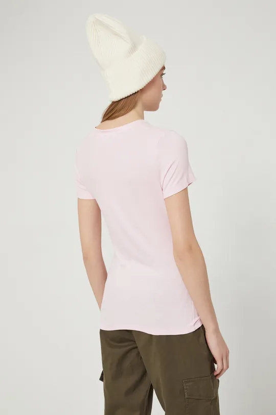 T-shirt damski różowy 5 % Elastan, 95 % Wiskoza