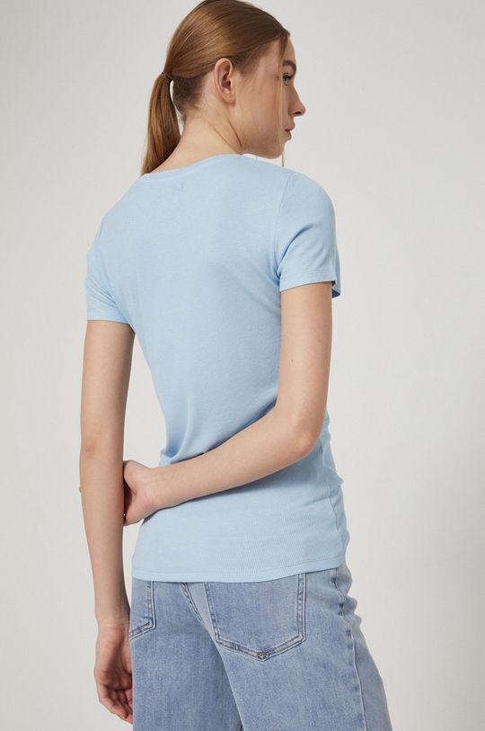 T-shirt damski niebieski 5 % Elastan, 95 % Wiskoza