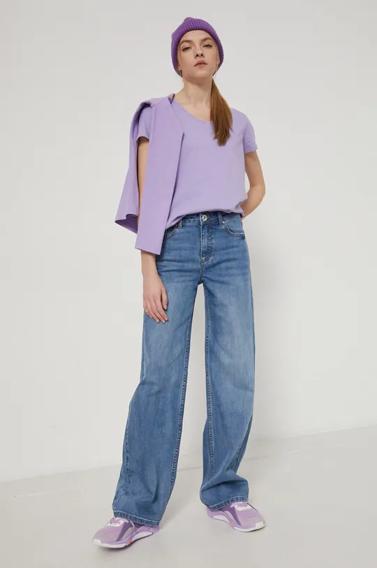 Bavlnené tričko dámsky Basic fialová