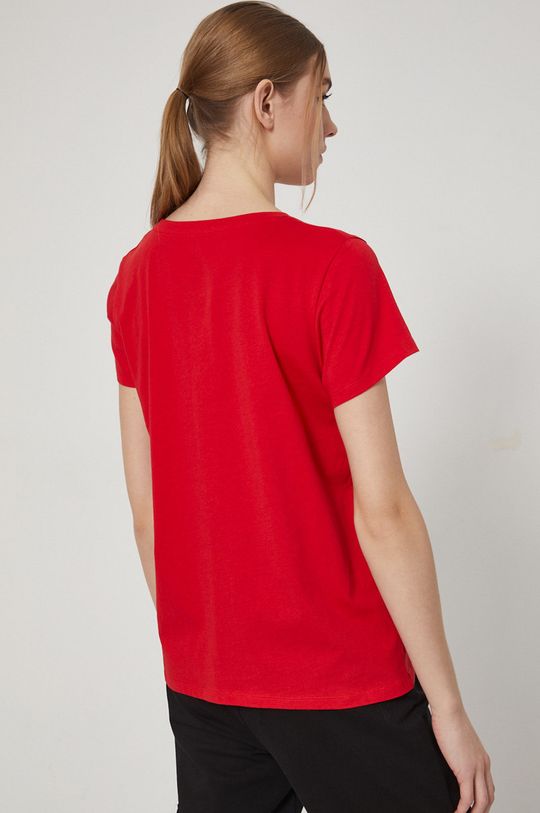 T-shirt bawełniany damski czerwony 100 % Bawełna