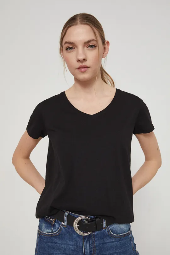 czarny T-shirt bawełniany damski czarny Damski