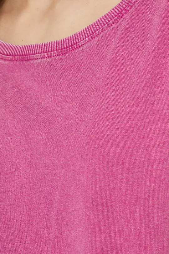 T-shirt bawełniany gładki różowy Damski