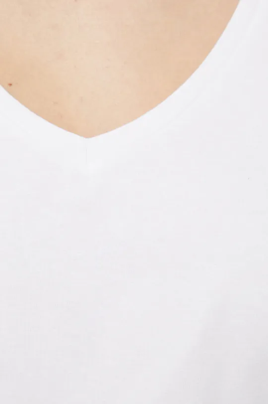 T-shirt bawełniany damski gładki z domieszką elastanu biały Damski