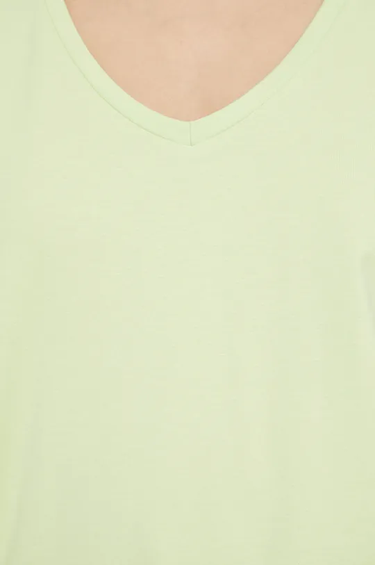T-shirt bawełniany damski gładki z domieszką elastanu seledynowy