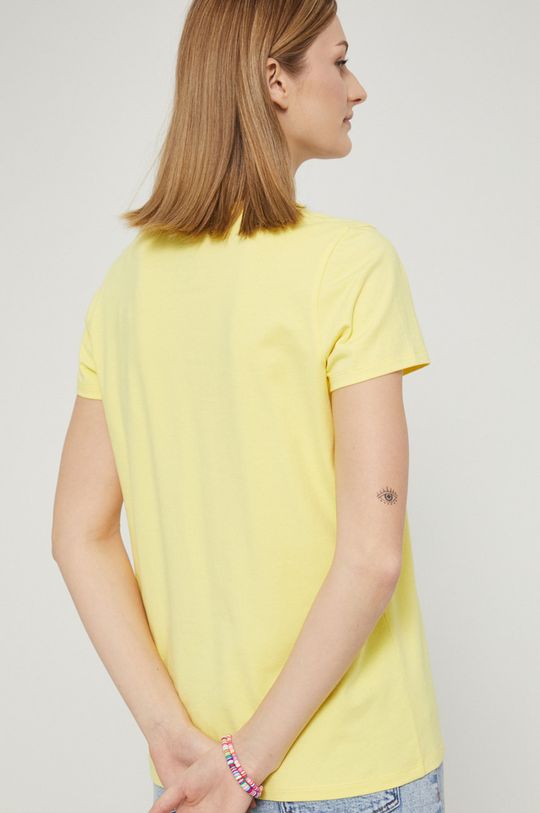 T-shirt damski gładki żółty 96 % Bawełna, 4 % Elastan