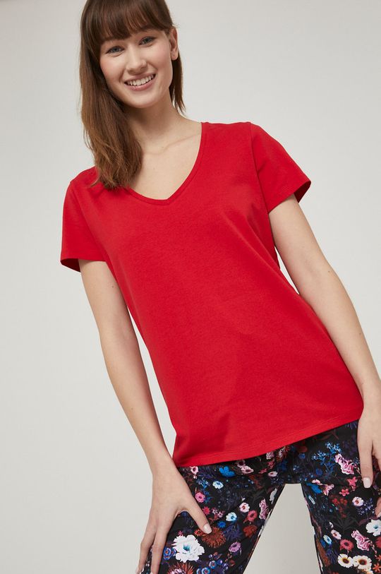 czerwony T-shirt damski gładki czerwony Damski