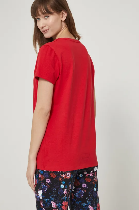 T-shirt damski gładki czerwony 96 % Bawełna, 4 % Elastan
