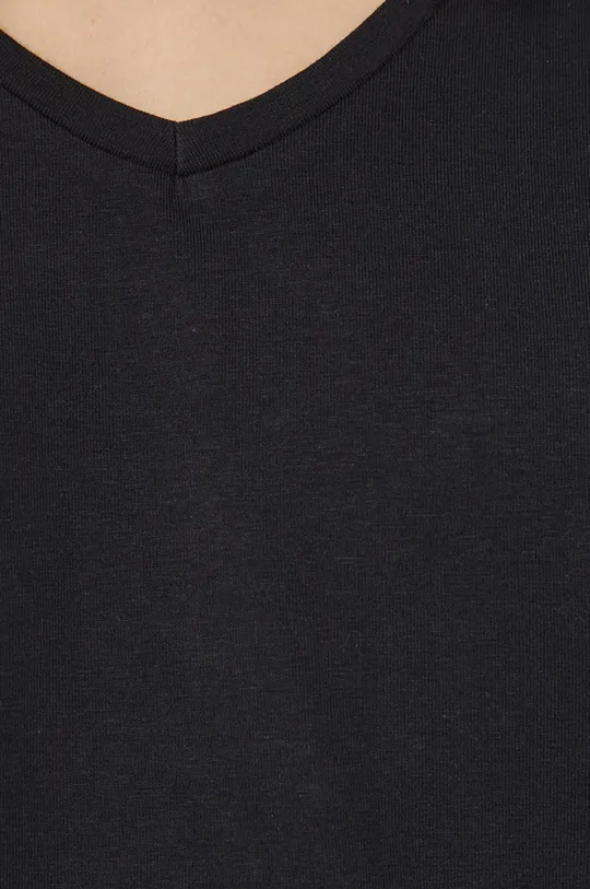 T-shirt bawełniany damski gładki z domieszką elastanu czarny Damski