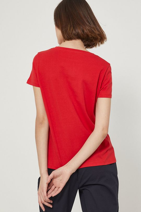 T-shirt bawełniany damski gładki czerwony 100 % Bawełna