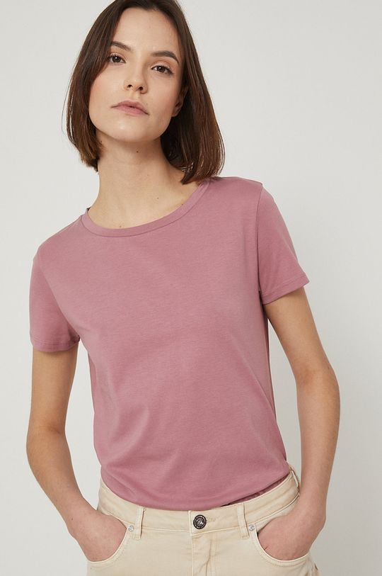 fiołkowo różowy T-shirt bawełniany damski gładki różowy Damski