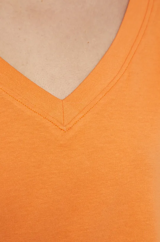 T-shirt bawełniany damski gładki pomarańczowy Damski